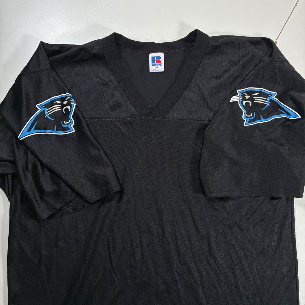 Vintage Carolina Panthers Russell Athletic Football Jersey 48 Black Made in USA